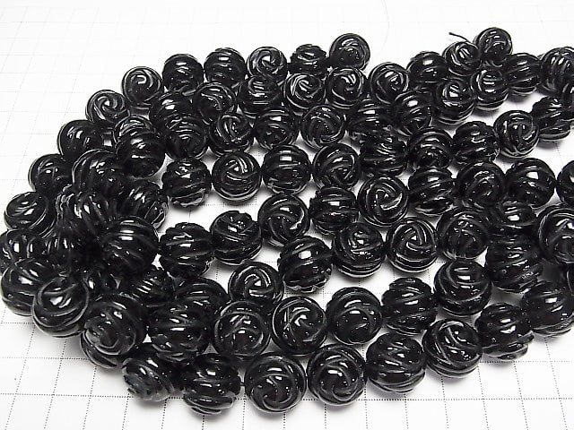 [Video] Onyx AAA Round Rose Cut 16mm 1/4 or 1strand beads (aprx.14inch/35cm)