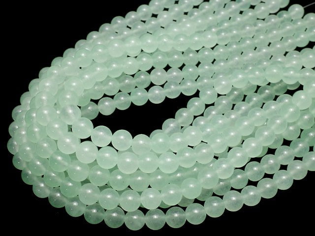 Pastel Green Color Jade (Clear Type) Round 8mm 1strand beads (aprx.15inch / 38cm)