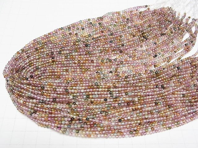 [Video]High Quality Multicolor Tourmaline AAA Small Size Round 2.5-3mm half or 1strand beads (aprx.14inch/35cm)