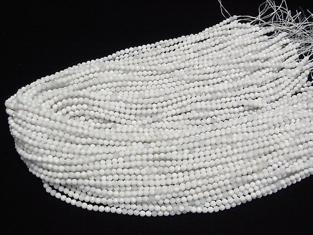 [Video] High Quality! White Onyx AAA- Faceted Round 3-3.5mm 1strand beads (aprx.15inch / 37cm)