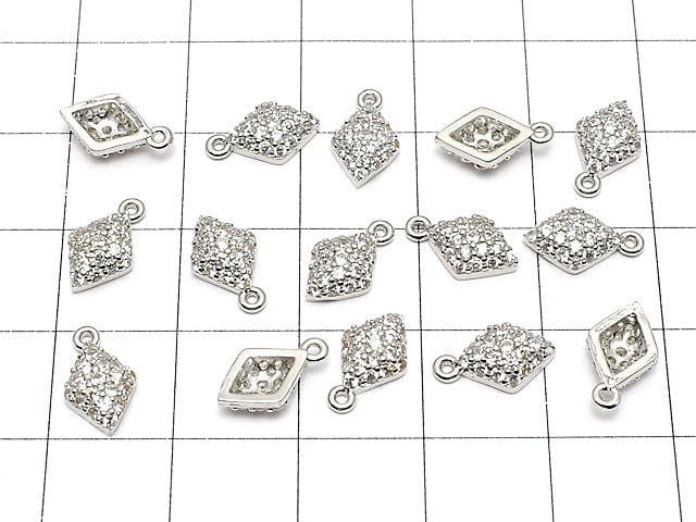 Metal Parts charm with CZ  Diamond Shape11x6mm Silver Color 2pcs $2.79!