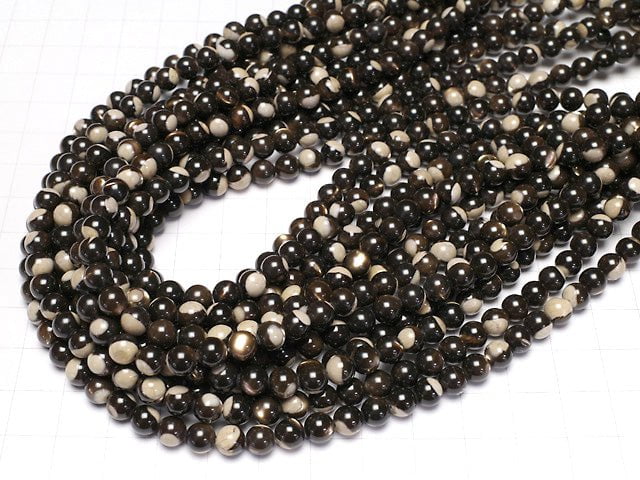 [Video] Mother of Pearl MOP Brown Round 6mm 1strand beads (aprx.15inch / 38cm)