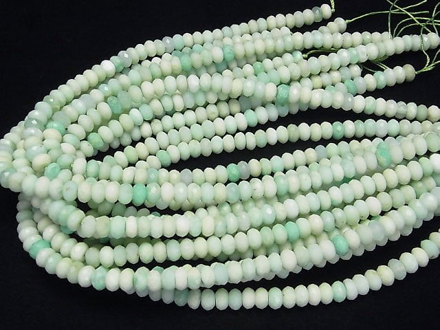 [Video] High Quality! Chrysoprase AA+ Faceted Button Roundel 8x8x5mm half or 1strand beads (aprx.15inch / 38cm)