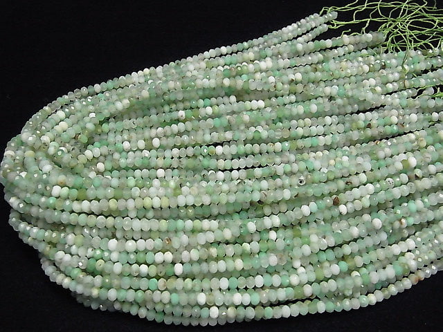 [Video] High Quality! Chrysoprase AA Faceted Button Rondelle 3.5x3.5x3mm 1strand beads (aprx.15inch / 36cm)