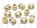 Metal Parts Rondelle (Tube) 11x9x9mm Gold color (with CZ) 1pc $4.79!