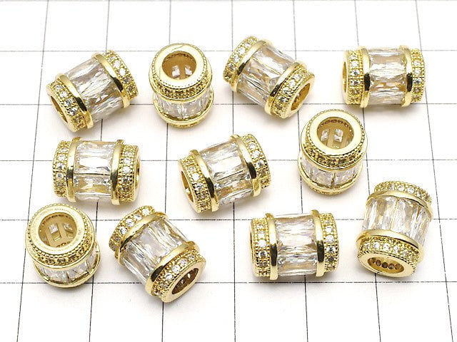 Metal Parts Roundel (Tube) 11x9x9mm Gold color (with CZ) 1pc $4.79!