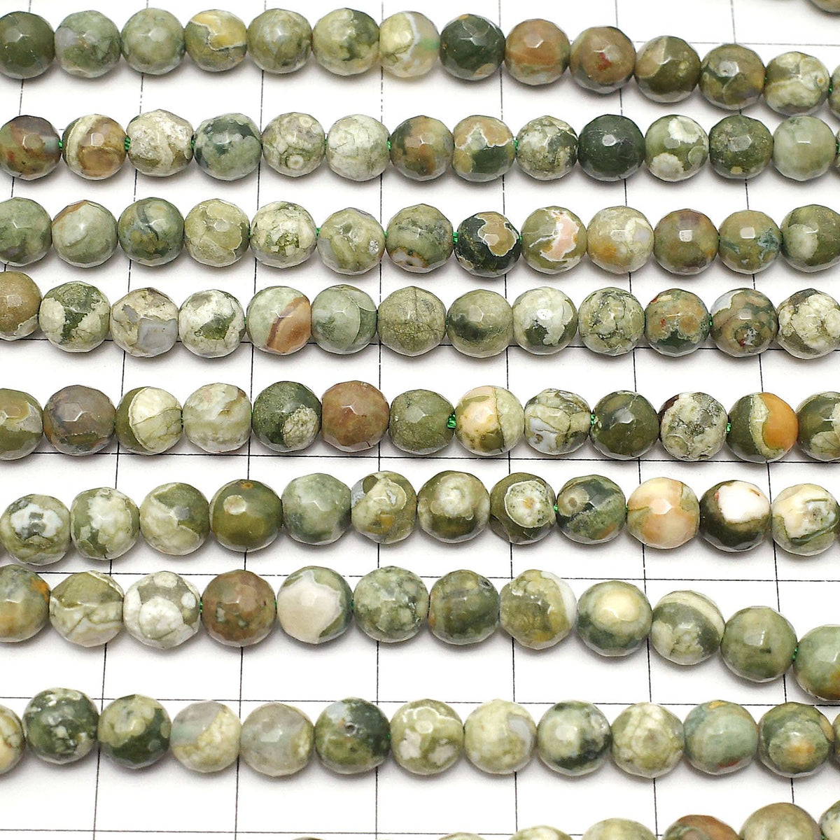 Rainforest Rhyolite 128Faceted Round 6mm half or 1strand beads (aprx.15inch/37cm)