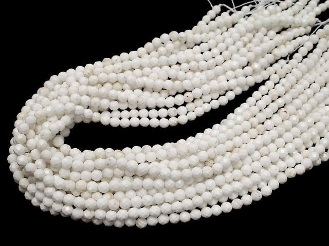 Magnesite  32Faceted Round 4mm 1strand beads (aprx.15inch/36cm)