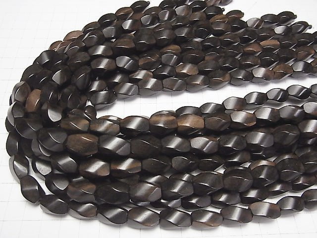 1strand $4.79! Ebony Wood  4Faceted Twist Faceted Rice 15x10x10mm 1strand beads (aprx.15inch/36cm)