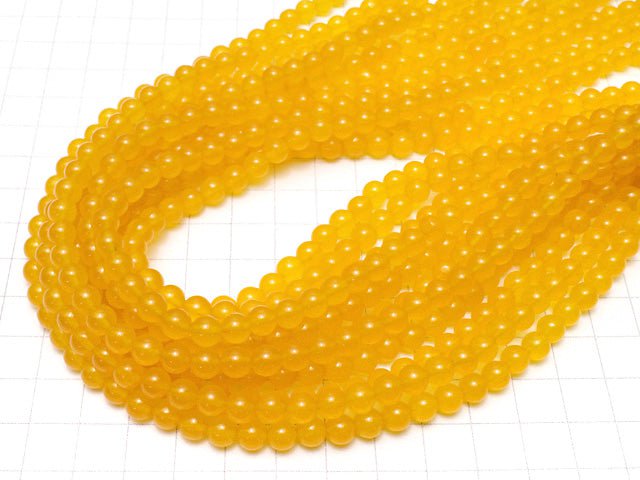 Yellow Color Jade (Clear Type) Round 6mm 1strand beads (aprx.15inch / 37cm)