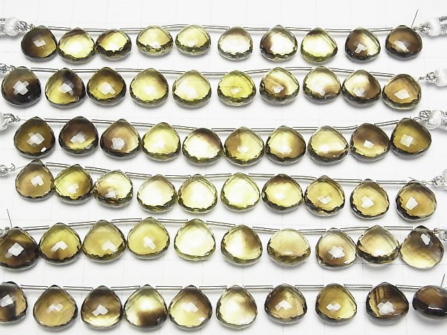 [Video] MicroCut High Quality Lemon x Smoky Quartz AAA Chestnut Faceted Briolette 1strand (8pcs)