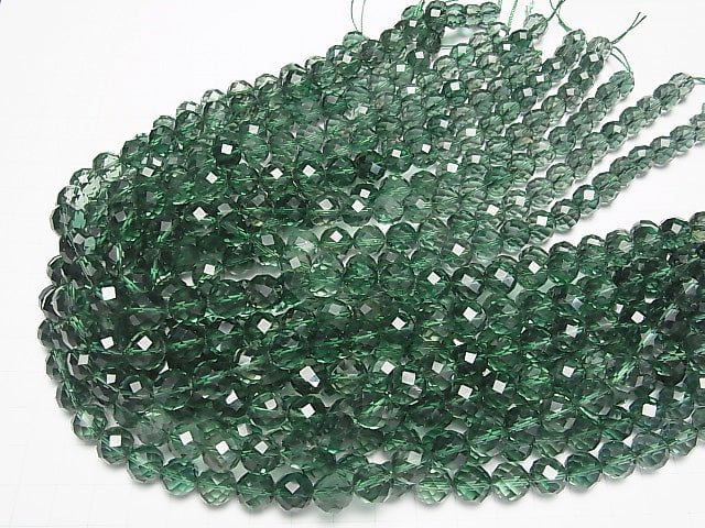 Green Quartz 64 Faceted Round 10 mm half or 1 strand beads (aprx.15 inch / 36 cm)