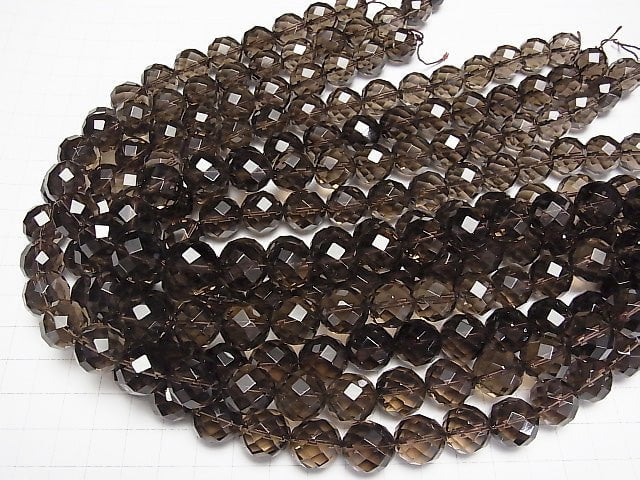 Smoky Quartz AAA 64Faceted Round 14mm half or 1strand beads (aprx.15inch/37cm)