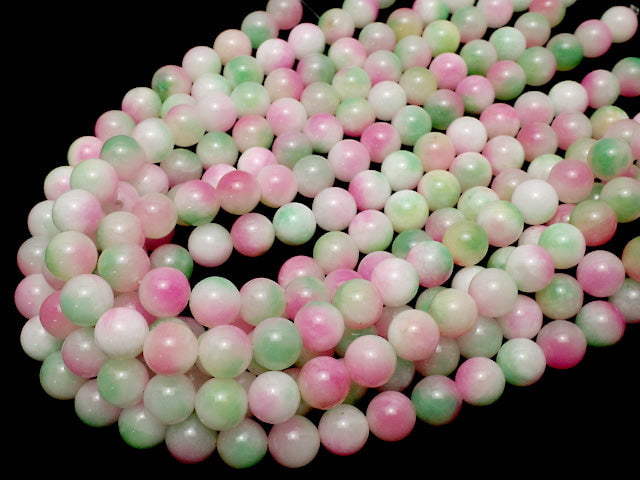 Pink & Green Jade Round 12mm 1strand beads (aprx.14inch / 35cm)