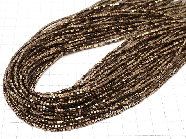Hematite Cube 2x2x2mm Bronze Coating 1strand beads (aprx.15inch / 37cm)