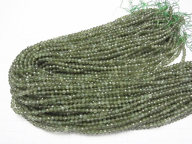 [Video] High Quality! Green Apatite AA++ Faceted Round 4mm 1strand beads (aprx.15inch/36cm)