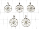 Meteorite & Moldavite 1 stone! Star Motif Pendant 24x24mm Silver925