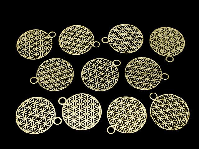 Metal Parts Holy Charm [Flower of Life] 23 x 20 Gold Color 1 pc $0.99!