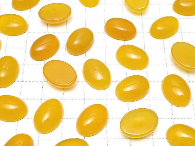 [Video] Yellow Chalcedony AAA Oval Cabochon 18x13mm 3pcs