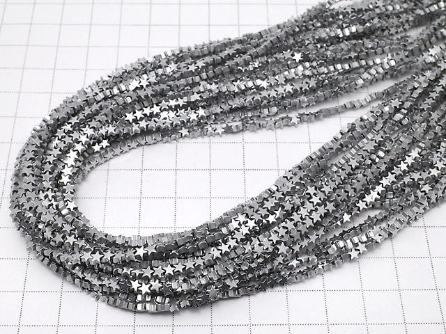 Hematite Star 4x4mm Silver Coated 1strand beads (aprx.15inch/37cm)