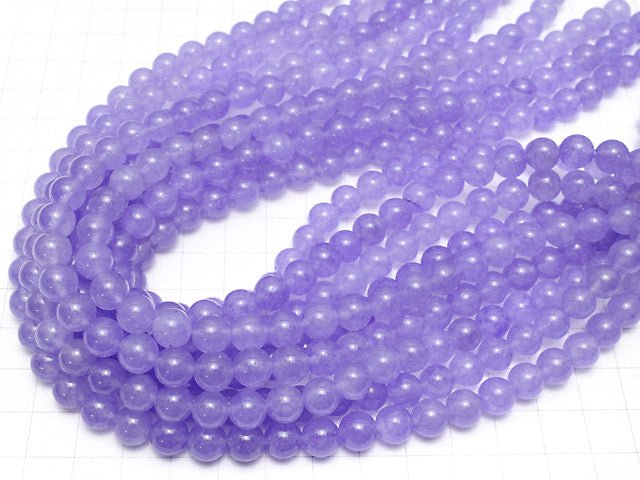 Purple Color Jade (Clear Type) Round 8mm 1strand beads (aprx.14inch / 35cm)