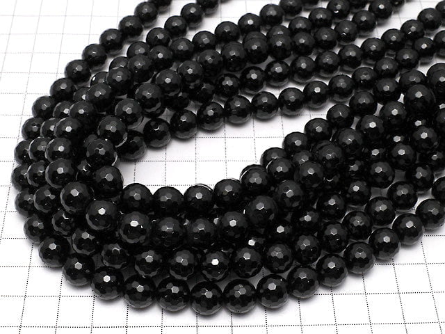 [Video] Onyx  128Faceted Round 10mm 1strand beads (aprx.15inch/38cm)