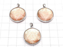 Meteorite (Muonionalusta) Pendant Both Side Finish 22mm Pink Gold Color Silver925