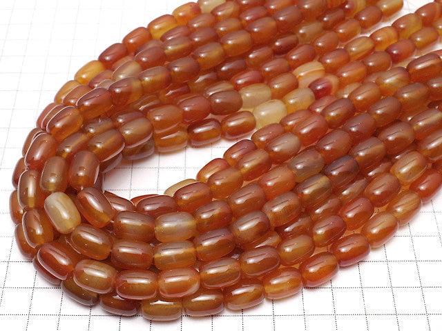 [Video] Mixed Carnelian Rice (Tube) 13.5x10x10mm 1strand beads (aprx.15inch/36cm)