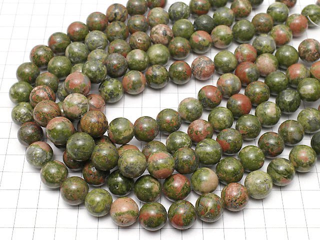 Unakite Round 14 mm half or 1 strand beads (aprx. 15 inch / 36 cm)
