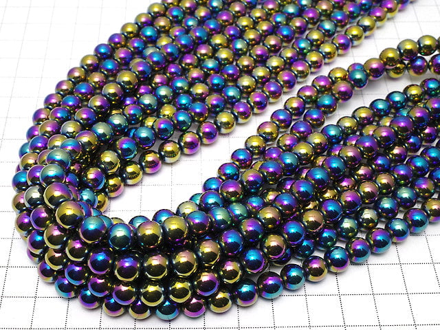 Hematite Round 8mm Metallic coating 1strand beads (aprx.15inch/38cm)
