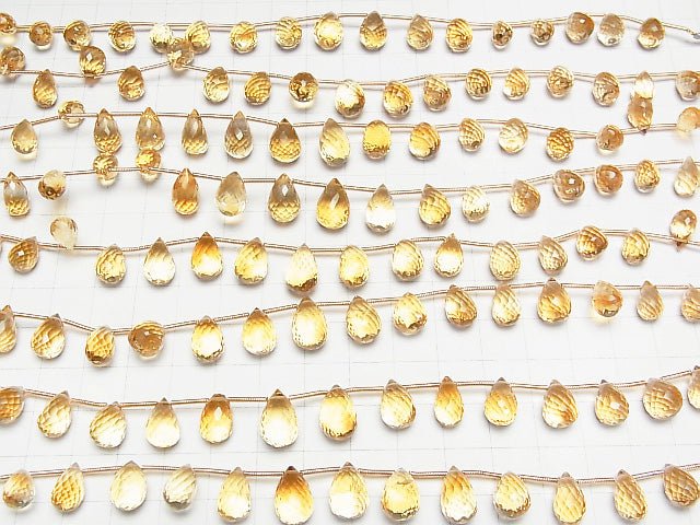 [Video]High Quality Citrine AAA Drop Faceted Briolette half or 1strand (14pcs )