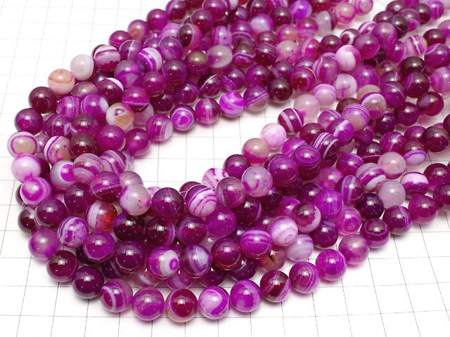 [Video] Pink Stripe Agate Round 10mm 1strand beads (aprx.15inch/36cm)