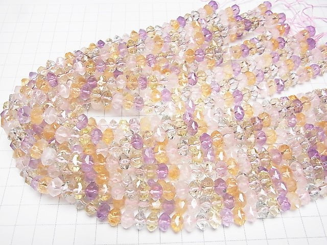 [Video]High Quality! Mixed Stone AAA- Star Faceted Button Rondelle 9x9x6mm 1/4 or 1strand beads (aprx.15inch/38cm)