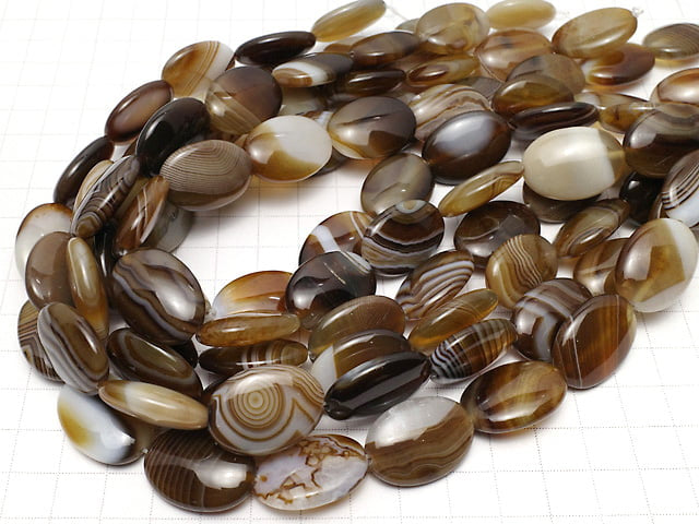 [Video]Brown Stripe Agate AAA Oval 25x18mm half or 1strand beads (aprx.14inch/36cm)