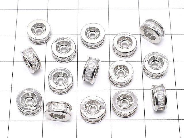 Metal Parts Roundel 8x8x3.5mm Silver with CZ 2pcs $3.79!