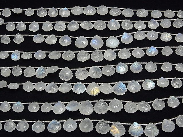 [Video] High Quality Rainbow Moonstone AA++ Carved Chestnut 1strand (18pcs)