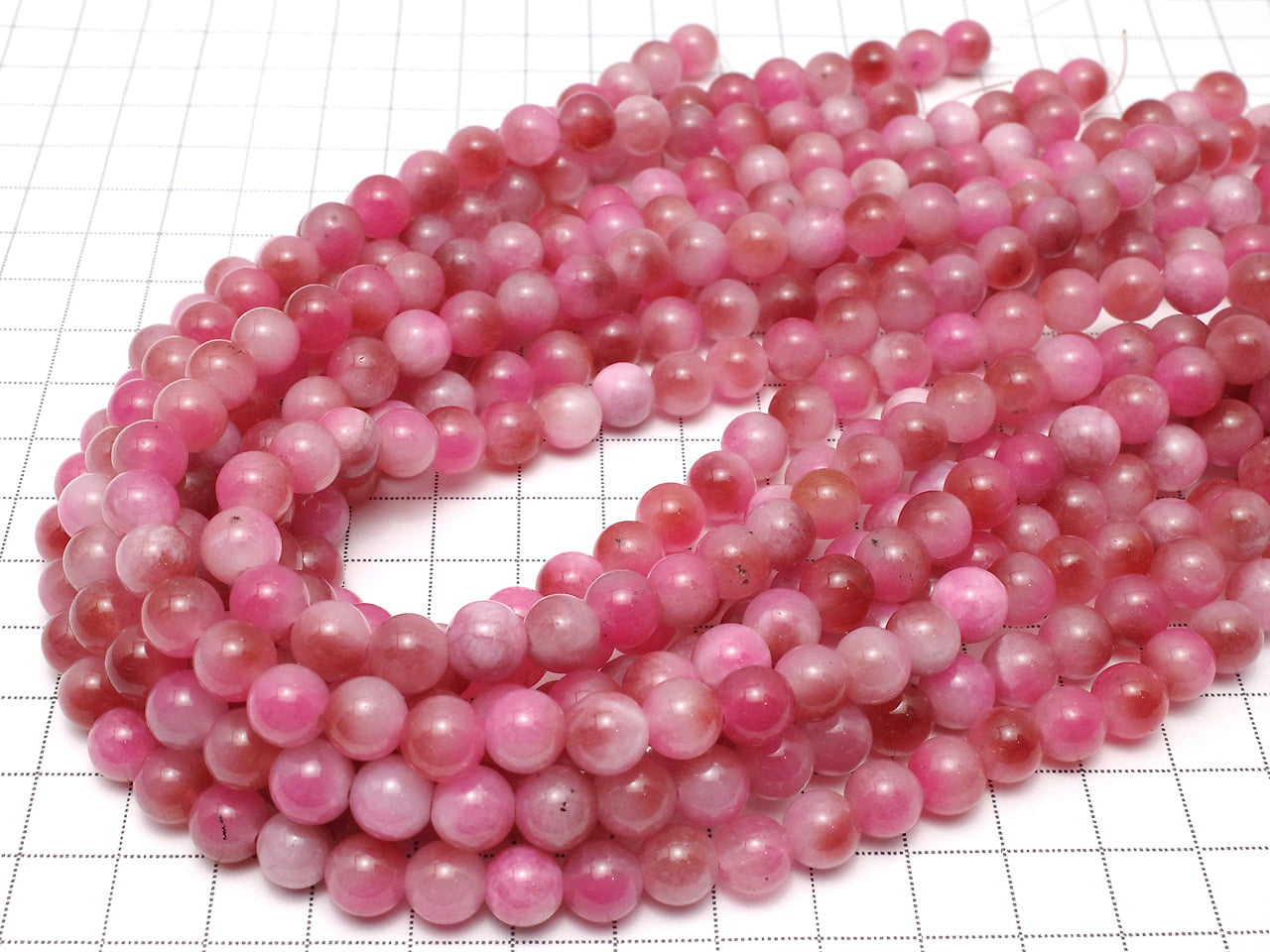 Perles rondes de Jade rose et blanc 8mm 1 fil (environ 15 pouces / 37cm)