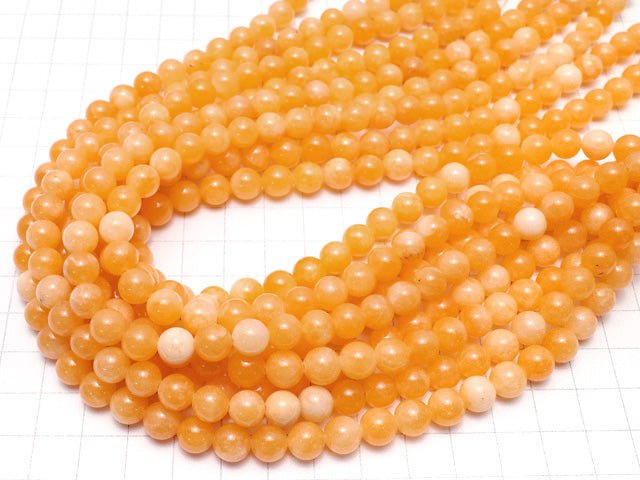 Orange Jade Round 8mm 1strand beads (aprx.15inch / 38cm)