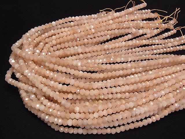 [Video] High Quality! Orange Moonstone AAA - Faceted Button Rondelle 5 x 5 x 3 mm half or 1 strand beads (aprx.15 inch / 38 cm)