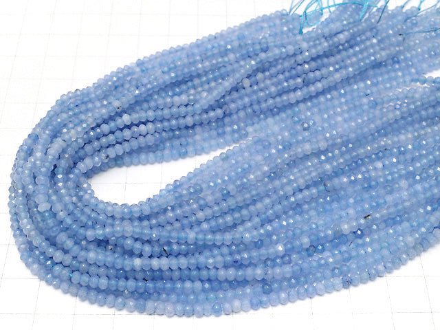 Blue Color Jade Faceted Button Rondelle 3 x 3 x 2 mm 1strand beads (aprx.13 inch / 33 cm)