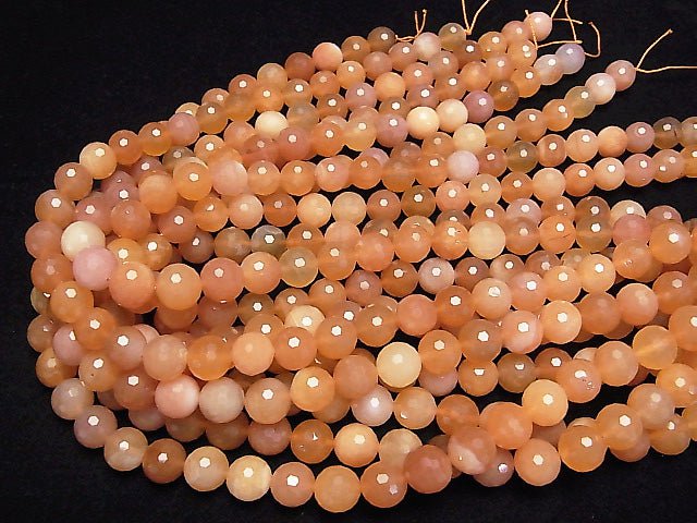 High Quality! Orange Color Chalcedony 128 Faceted Round 10 mm half or 1 strand beads (aprx.15 inch / 37 cm)