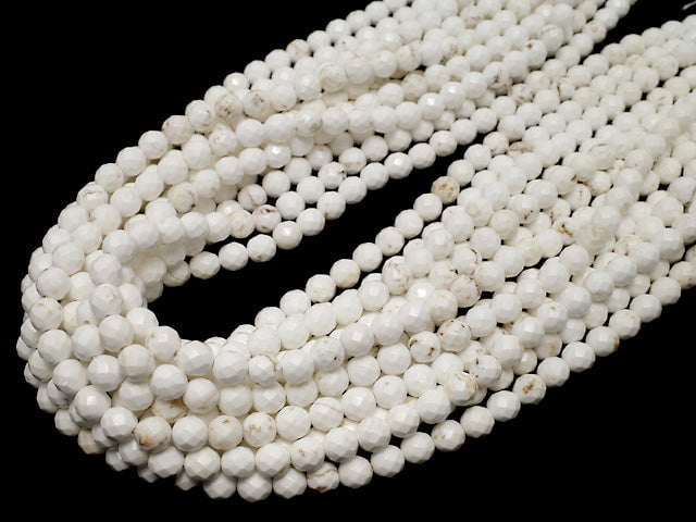 [Video] Magnesite 64Faceted Round 6mm 1strand beads (aprx.15inch/37cm)