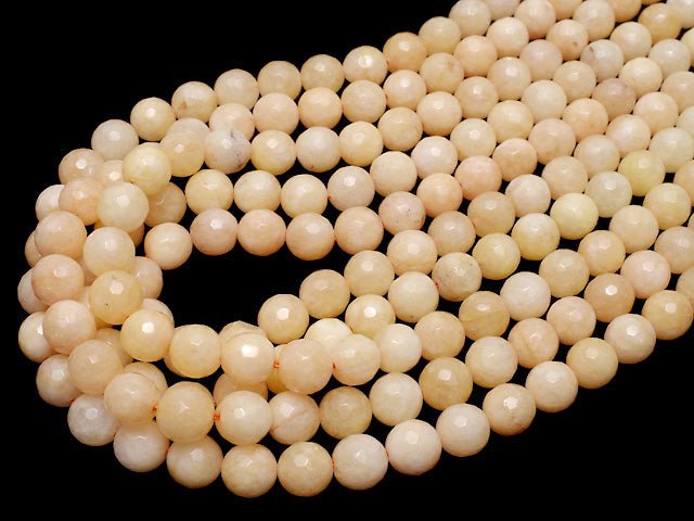 Light Orange Jade 128Faceted Round 10mm 1strand beads (aprx.15inch / 36cm)