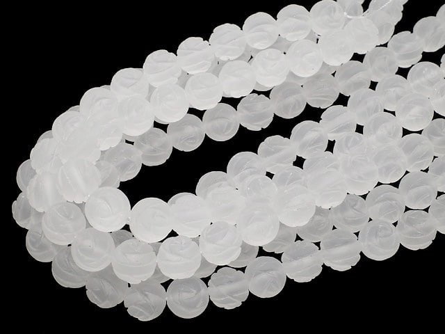 [Video] Frosted Crystal Quartz AAA Round Rose Cut 14mm half or 1strand beads (aprx.15inch/37cm)