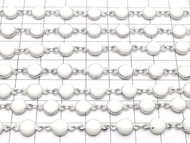 Metal Parts Enamel Chain [Silver x White] 20cm-!