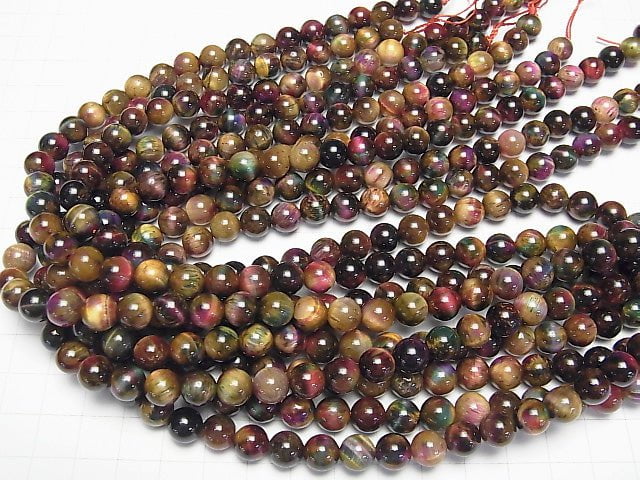 [Video] Mix Tiger's Eye AAA- Round 8mm 1strand beads (aprx.15inch / 36cm)