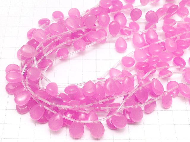 Pink color Jade Pear shape 12x9x4mm NO.2 half or 1strand beads (aprx.15inch/38cm)