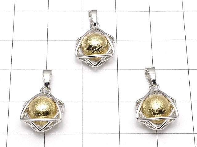 Météorite (météorite d'Altaï) 8mm sphère sertie Pendentif en forme d'étoile couleur or Argent 925