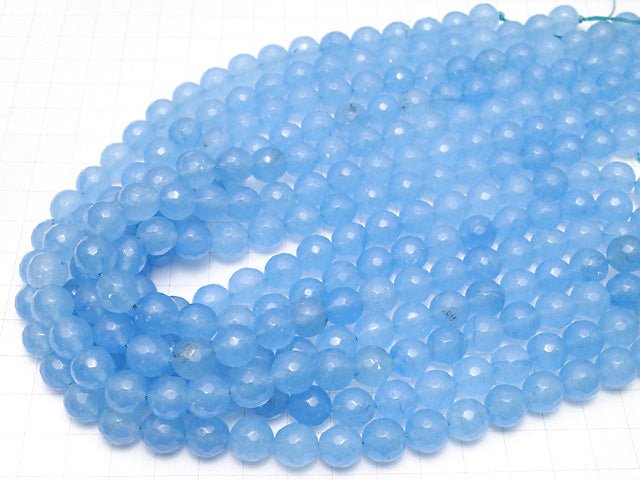 Blue Jade 64Faceted Round 10mm 1strand beads (aprx.15inch / 36cm)