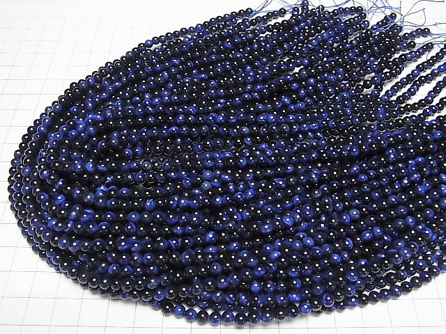 [Video] Blue color Tiger's Eye AAA Round 4mm 1strand beads (aprx.15inch/38cm)